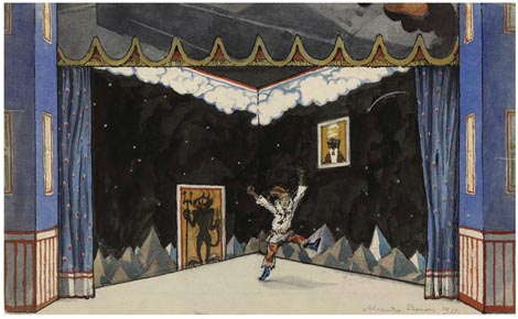Scenografska skica Alexandrea Benoisa za Petruškinu sobu, 1911.